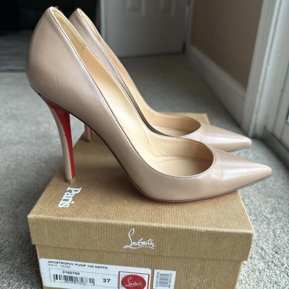 Christian Louboutin Apostrophy Pump 100 NAPPA Nude - Picture 16 of 16
